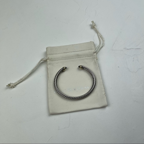 David Yurman sterling silver & 14k gold 5mm Bracelet with Black Onyx - Picture 6 of 13